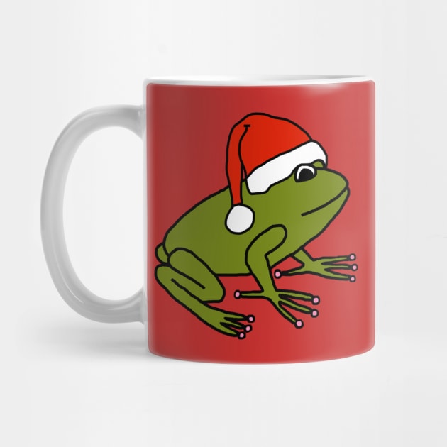 Cute Frog Wearing a Christmas Santa Hat by ellenhenryart